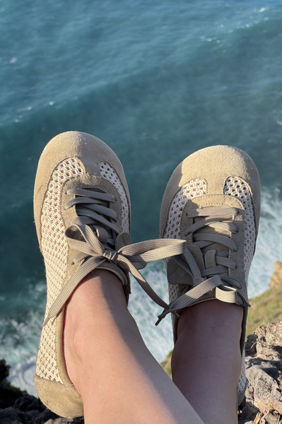 Barefoot Кросівки сітка замша пісок, бежева сітка, підклад велюр КР307Е фото