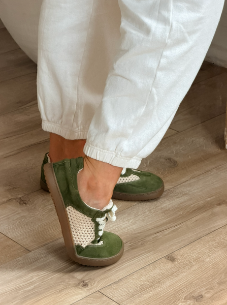 Barefoot Кросівки СОЛО сітка, велюр хакі КР2307В 36 фото