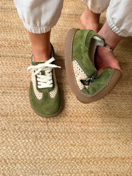 Barefoot Кросівки СОЛО сітка, велюр хакі КР2307В 36 фото